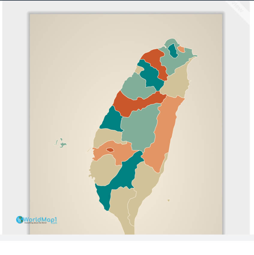 Carte de Taiwan en couleur